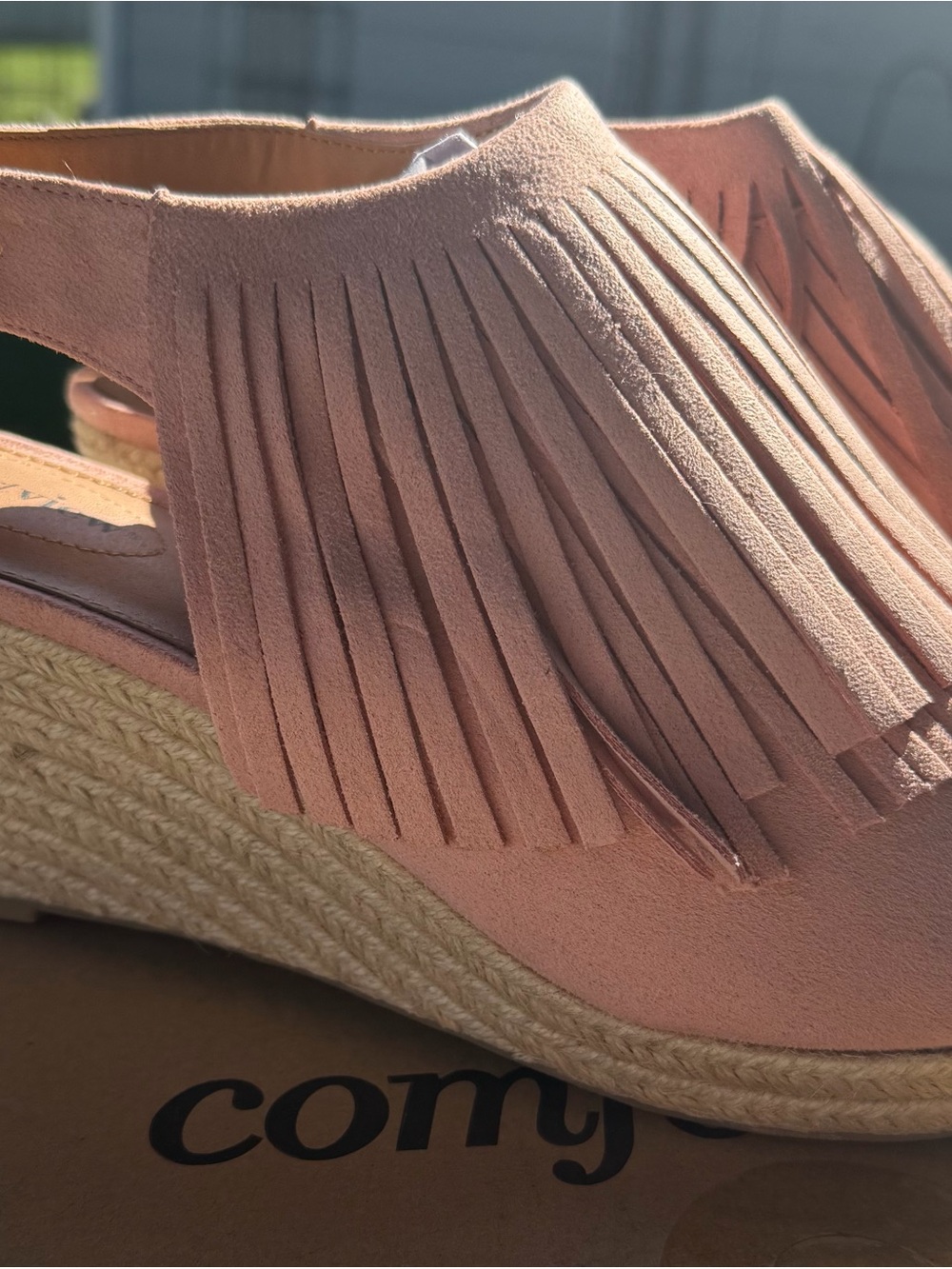 Fringe Wedge Sandals - Pink/Dusty Rose Size11 - Picture 3 of 4